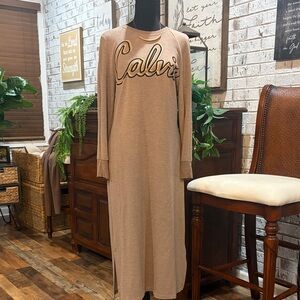 Calvin Klein Tan Long Sleeve Dress